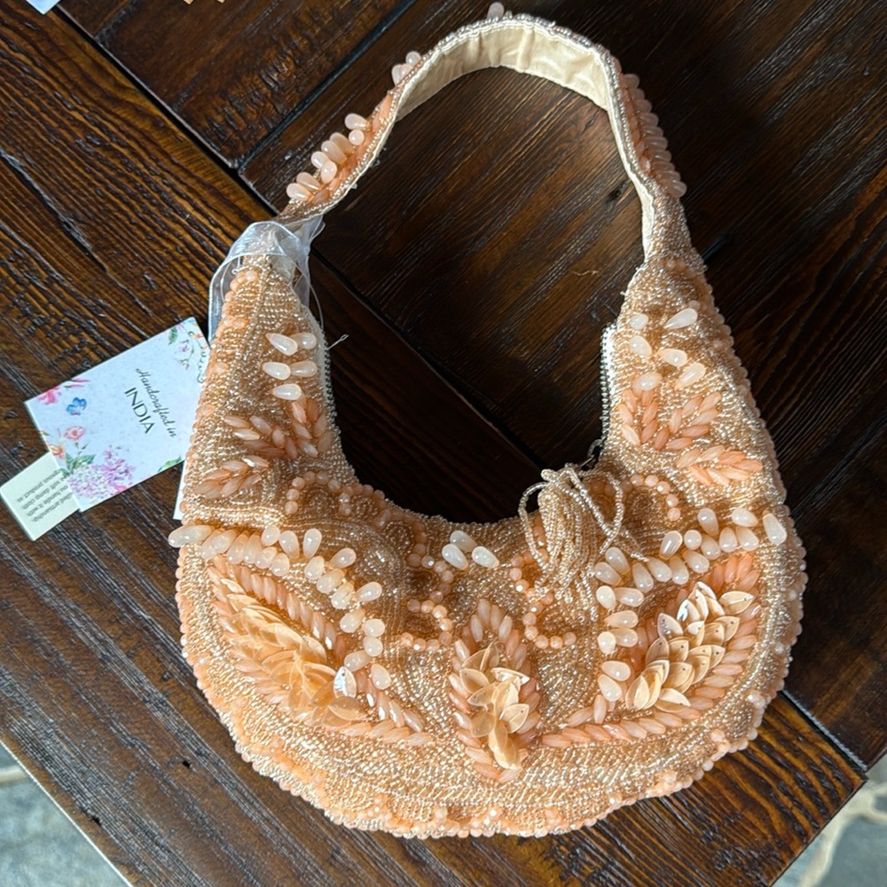 NWT Viral Orange Peach Beaded Bag Made in India Handcrafted Handmade Tiktok Bag
